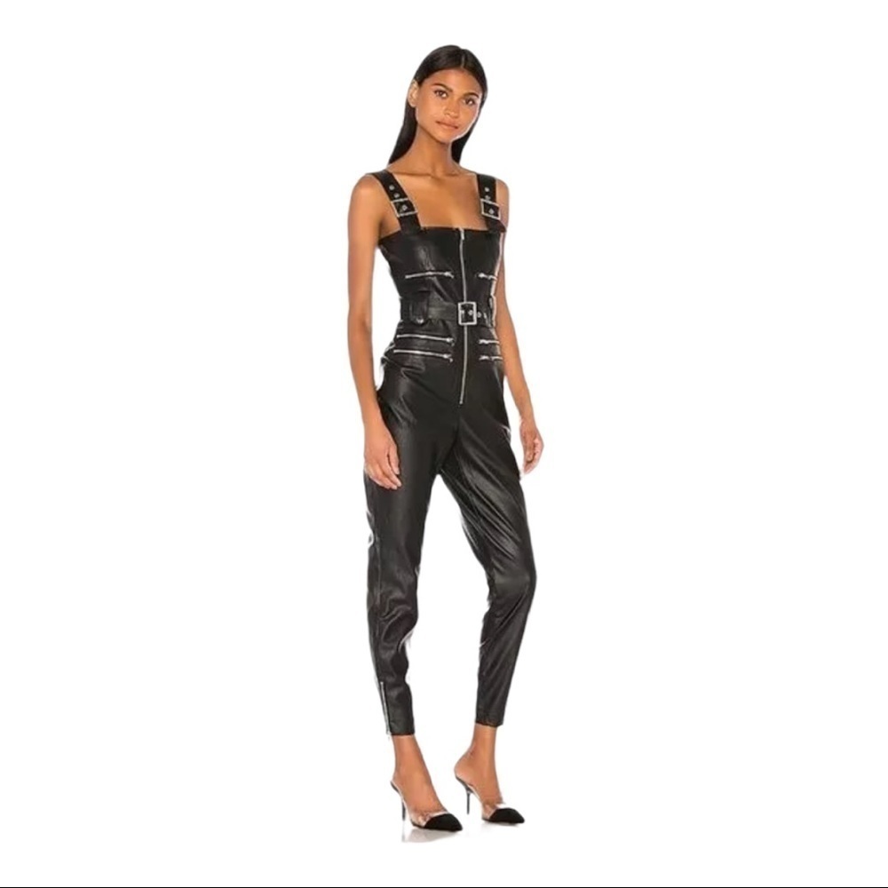 NEW WeWoreWhat Faux Leather Catsuit Jumpsuit Overalls Size XS - Picture 2 of 13